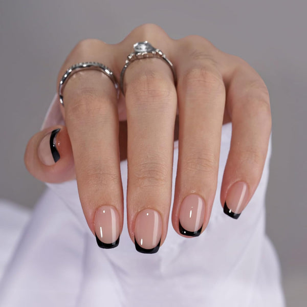 Black French Tip | Short Square