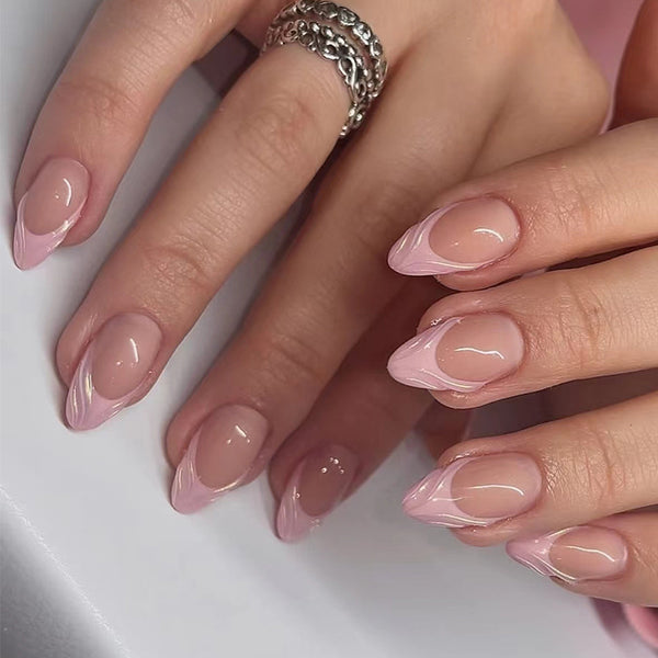 3D Pink French TiP | Short Almond