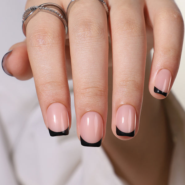 Black French Tip | Short Square