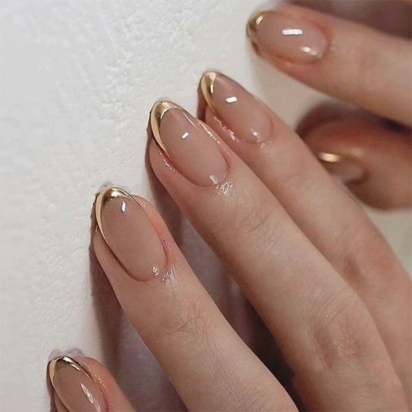 Golden French Tip | Short Almond